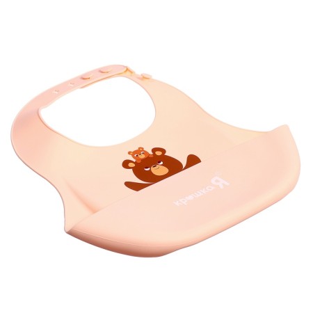 Badion for feeding "Mishutka", silicone, with pocket, beige-1