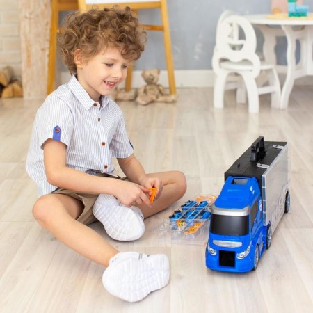 Auto -Vorot Case Givito "Police Plot", with cars, with a tunnel, blue color, 59 cm-2