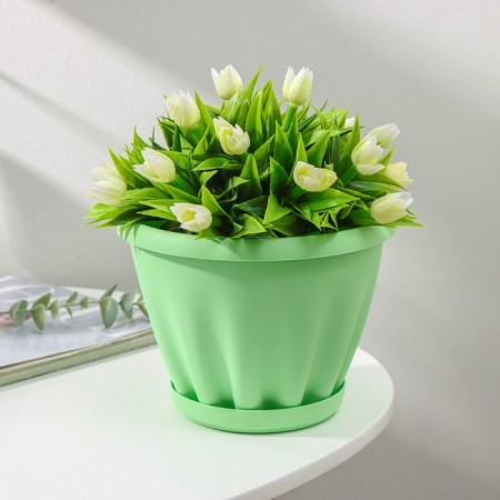 Pot for flowers with the Podon "Noble", 2 l, d = 18 cm, green color