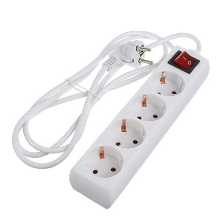 Extension cord Luazon Lighting, 4 sockets, 1.8 m, 10 A, 2200 W, 3x1.5 mm2, s/k, with off.,-1