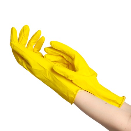 Gloves latex economic size m, 30 g, yellow color