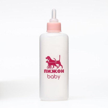 A bottle for feeding with a measured scale, 100 ml (nipple+funnel), pink-1