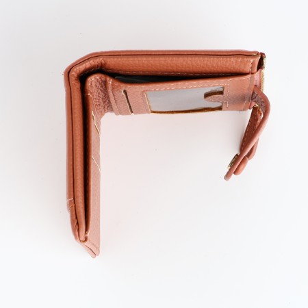 Women's wallet on the button, beige color-4