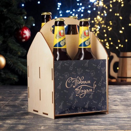 Box for beer "Happy New Year!" Dark background
