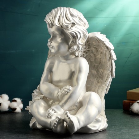 Figure "Big Angel sits with flowers" 34x23x23cm-1