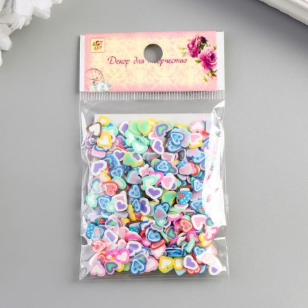 Decor for creativity plastic "heart" (set 90 pcs) from 0.7 to 0.4 cm-2