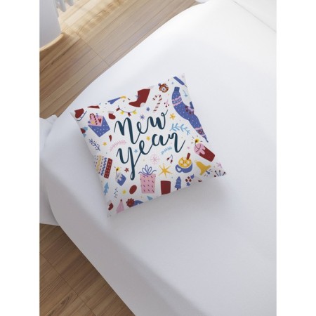 Decorative pillowcase "Happy New Year", on a zipper, size 45x45 cm-1