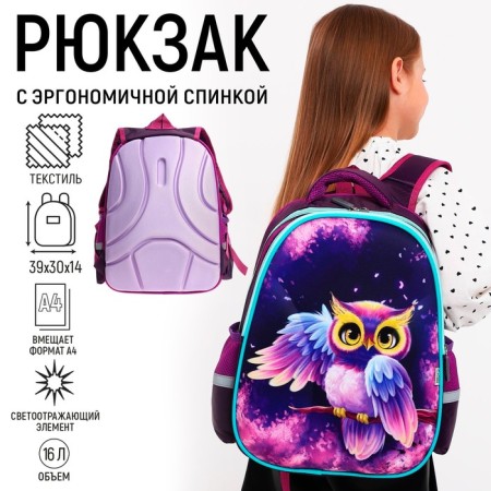 Backpack backpack Calligrata, 39x30x14 cm, "owl", for girls