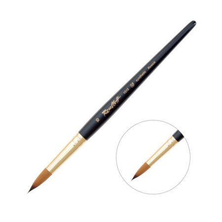 Synthetic brush, imitation column, round, rubloff series 1s15 No. 10, short black matte handle, yellow clip