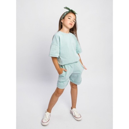 Children's jump (T-shirt, shorts), height 98-104 cm, mint color-1