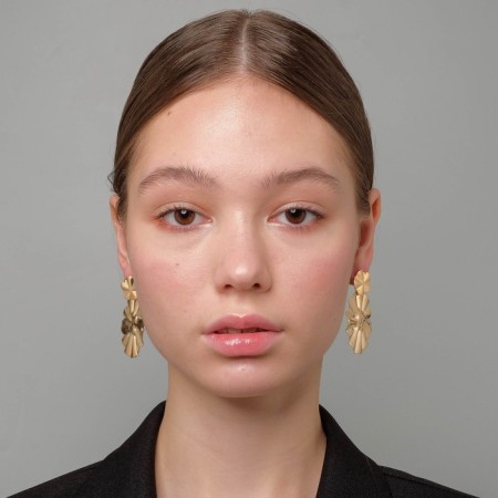 Earrings Metal "Atmosphere" Planet and satellite, Color Gold-3