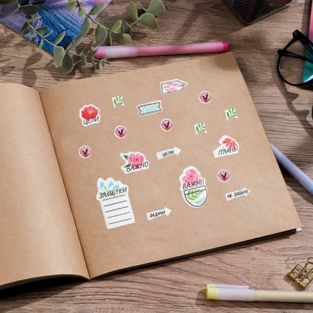 Paper stickers on the “Notebook” substrate, for a diary of 6 × 21 cm-7