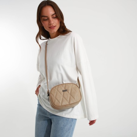 Bag Women's Cross-Bodi with a zipper, beige color-6