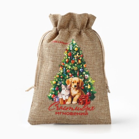 Gift bag with thermonacle “happy moments”, 16 x 24 cm, New Year-1
