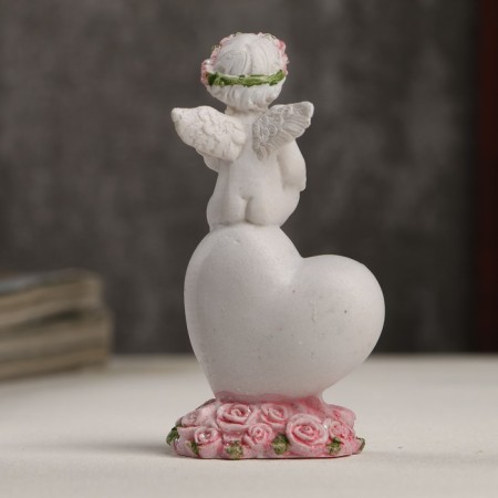 Polystone souvenir "Snowty Angel in a pink veneer on the heart" 8.5x4.3x2.2 cm-2