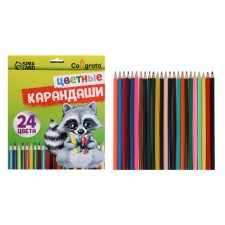 Pencils 24 colors, hexagonal, in a cardboard box