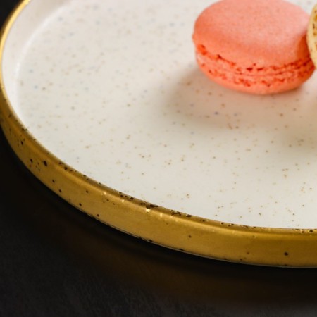 Serving porcelain dish with a magistro poursephona side, d = 20 cm, beige color-4