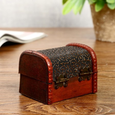 Casket Wood Equrated "golden curls on the black" chest 6x8x5.5 cm-4