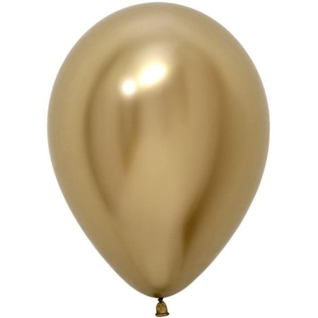 Latex ball 12 ", chrome, set 50 pcs., Golden color