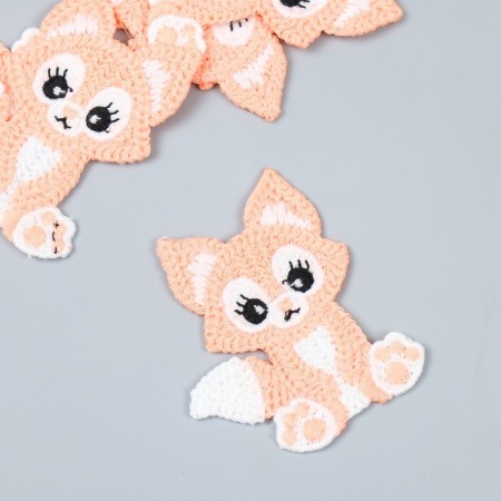 Decor for creativity textile embroidery "foxes" 7.5x5 cm