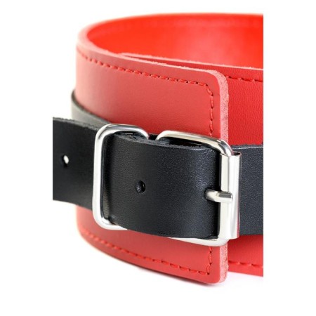 Collar Toyfa Theater, red-black, leather, with a leash, 44 cm-4