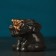 Figure pot "Elephant and Elephant" gray with bronze, 8cm
