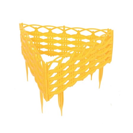 Decorative fence, 25 × 300 cm, 8 sections, plastic, yellow "Ivushka"-8