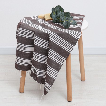 Towel Peshtemal Lovelife Boston, col. brown, 75x170 cm, 80% HL, 20% PE, 190 g/m2