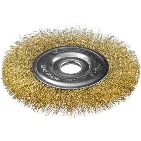Disc “bison” brush 35187-150_z01, for ushm, brassized 0.3 mm, steel, 22.2x150 mm
