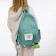 A backpack with a zipper, 3 outer pockets, turquoise color