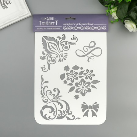 Stencil plastic "Flower patterns" 22x31 cm-1