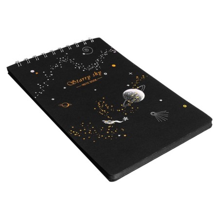 A5 sketchbook, 30 black sheets on the crest, "cosmos", solid substrate, density 110 gr., Mix-4