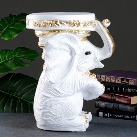 Figure - stand "Elephant sitting" white gold, 34x26x44cm-1