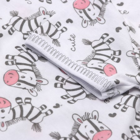 Body baby with short sleeve, pink color/zebras, height 62-2