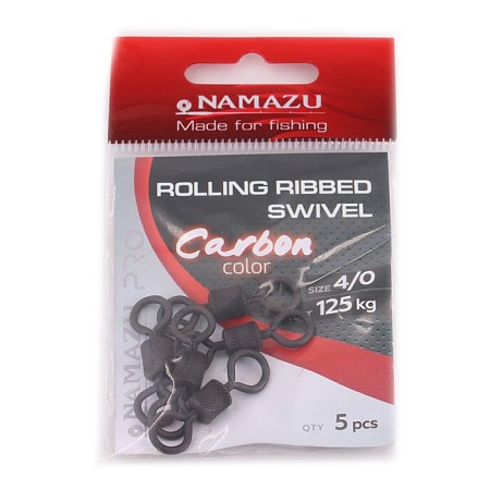 Namazu Pro Rolling Ribbed Swivel, Brass, Carbon, Test-125 kg, packaging 5 pcs.