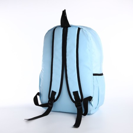 Youth backpack from textiles, 3 pockets, wallet, blue color-4