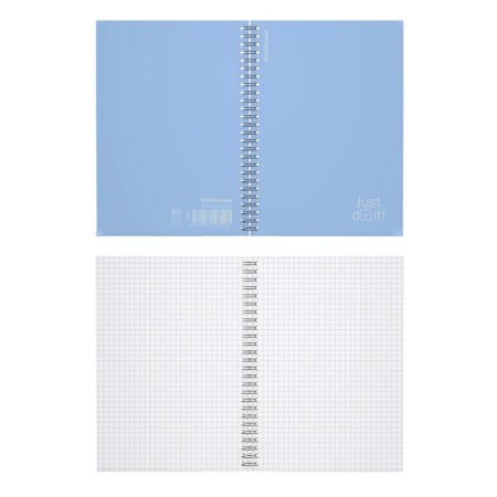 Notebook A5 80 sheets in a cage on a spiral Erichkrause Symbol, with a plastic cover of blue,-1