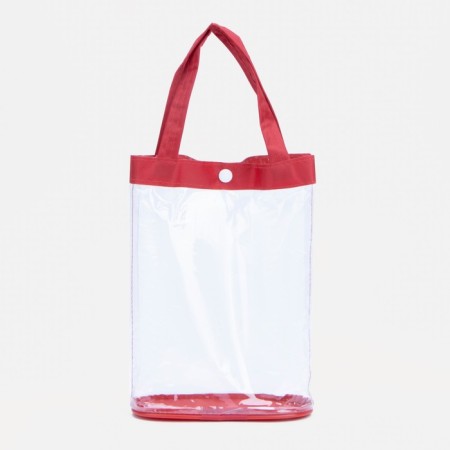 Cosmetic bag on the button, the color is red/transparent-2