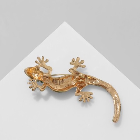 Brooch "Lizard", green color in gold-1