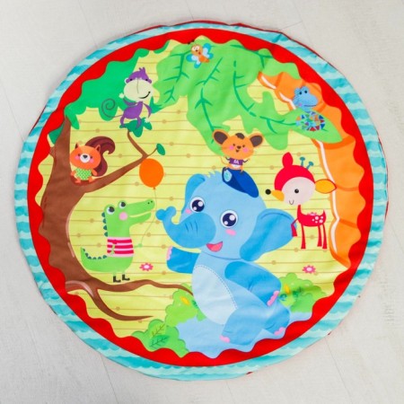 Developing rug with arcs "Elephant and Friends", 70x70 cm, crush me-1