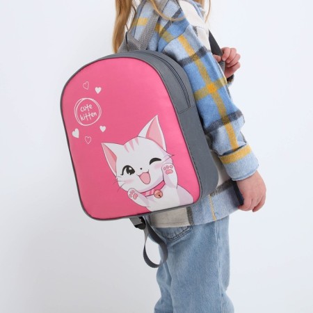 Baby backpack for a girl Textile "Cute cat", 28x24.5x8 cm-9