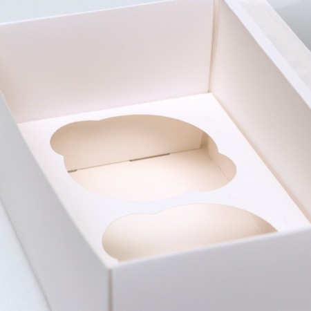 Box for 2 cupcake, white, with a window 16 x 10 x 8 cm-3