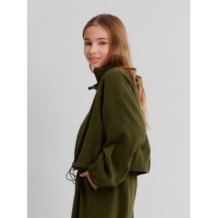 Толстовка для девочки MINAKU: Fleece Soft, цвет хаки, рост 158 см-2