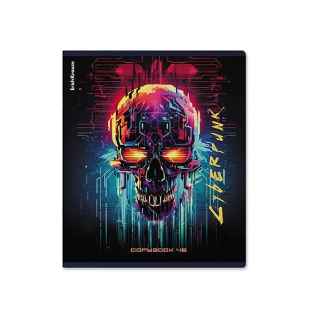 Notebook of 48 sheets in a cage, Erichkrause "Cyberpunk", metallized lamination, white 100%, mix-9