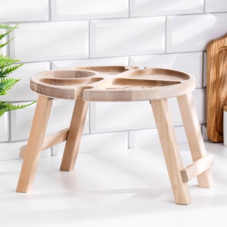 Table - a tray with a menage and folding legs "This is our evening" d = 30x2 cm, birch-2