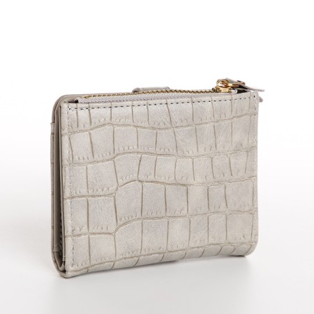 Women's wallet on the button, beige-gray color-1