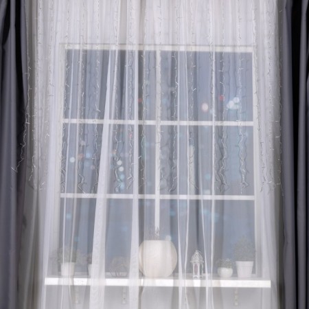 Garland "Curtain" 2 × 1.5 m, IP20, transparent thread, 360 LED, Green glow, 8 modes, 220 V-2