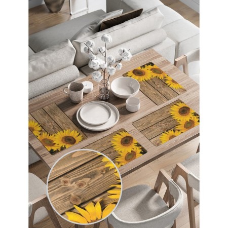 A set of napkins for setting the table "Sunflower flowers", rectangular, rounded edges, size 30x46 cm, 4 pcs-1