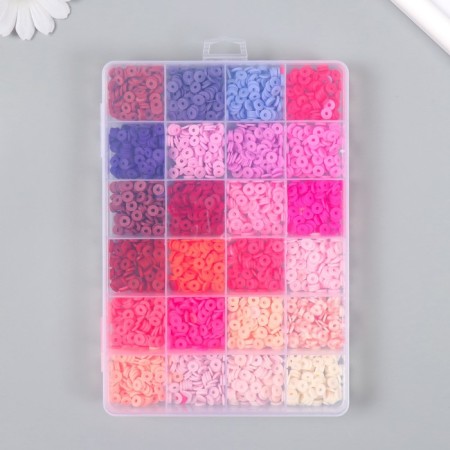 Decor for creativity plastic "Palette of red, pink" d = 0.6 cm nr 24 colors 18.5x13x2 cm