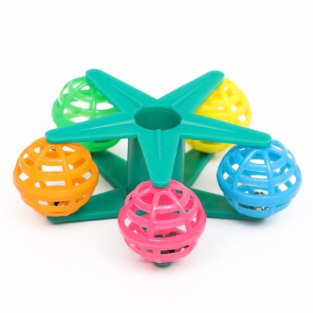 Toy for birds "Carousel with balls", 10 cm (3 cm balls)-4